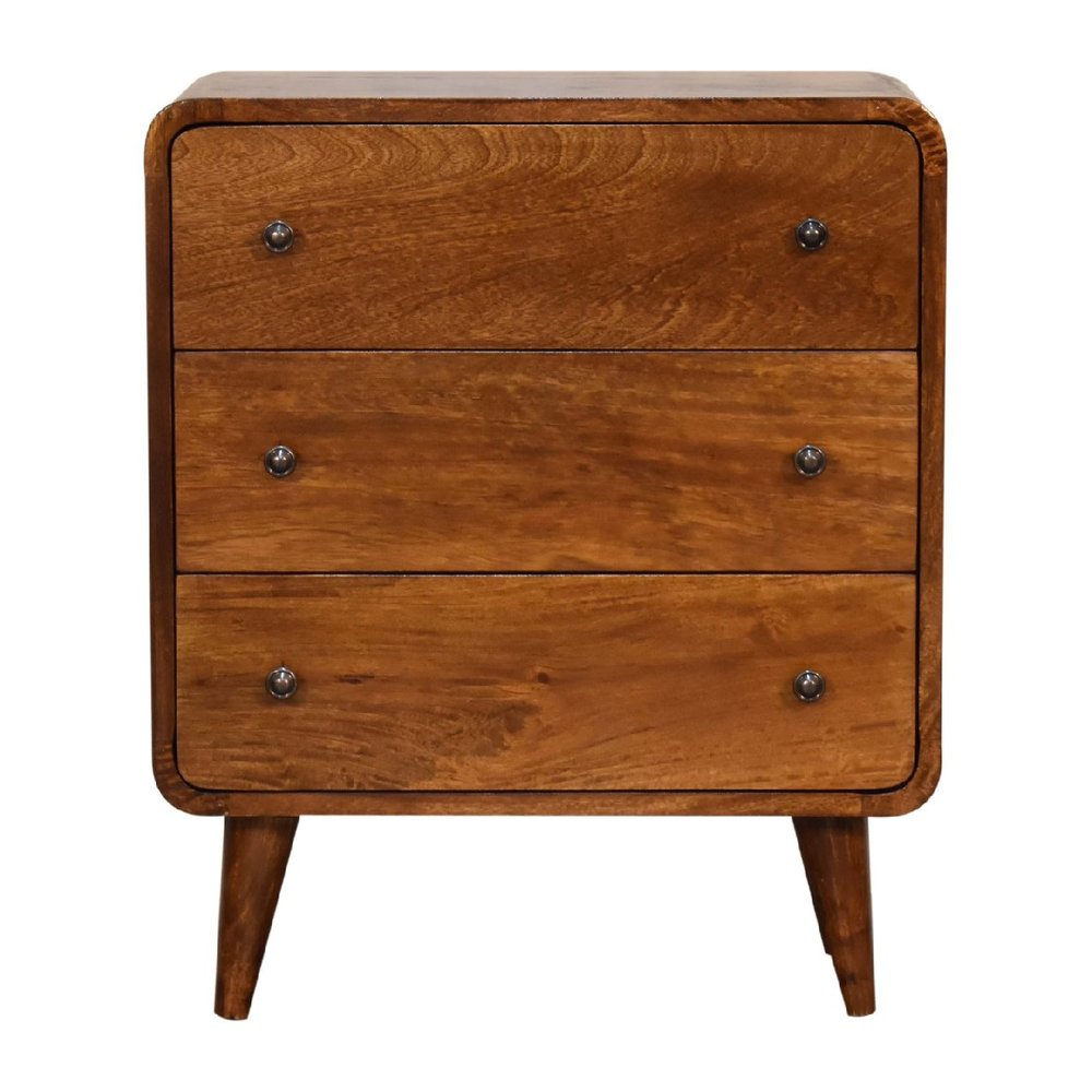 Brown Solid Wood Three Drawer Sideboard - 22-inch