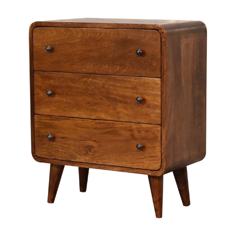 Brown Solid Wood Three Drawer Sideboard - 22-inch