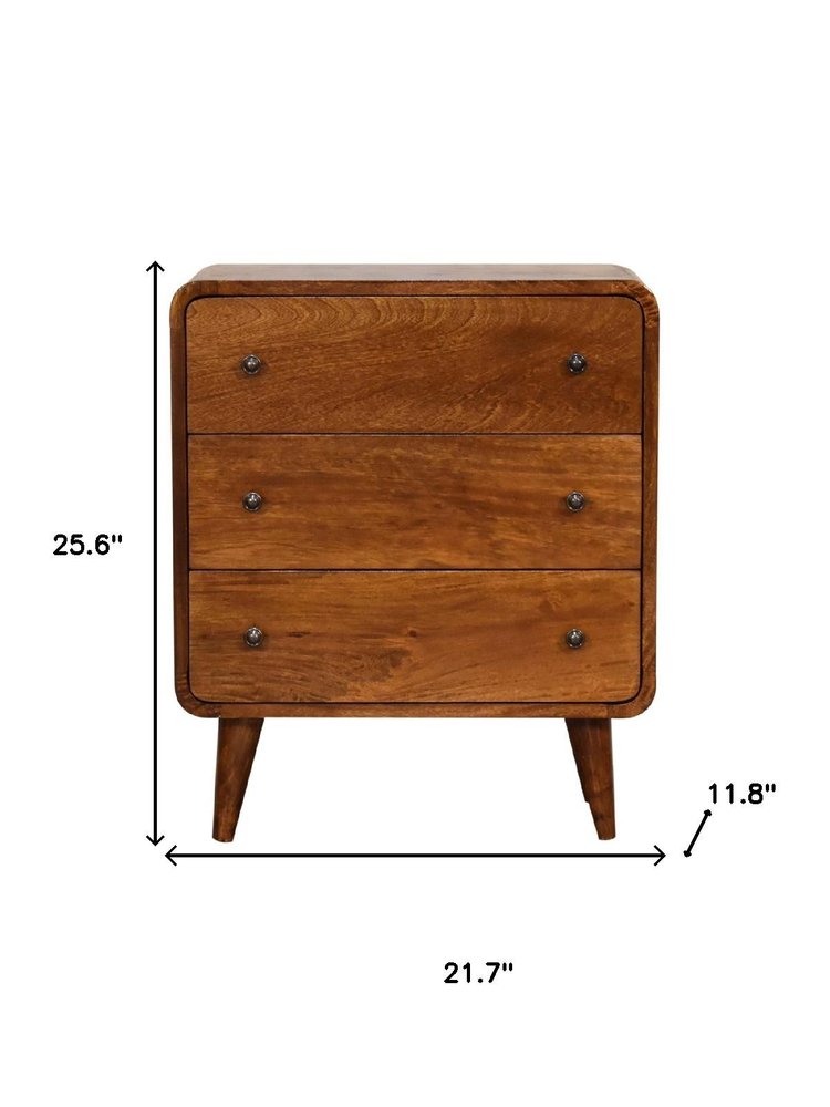 Brown Solid Wood Three Drawer Sideboard - 22-inch