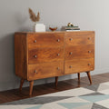 Brown Solid Wood Six Drawer Sideboard - 47-inch