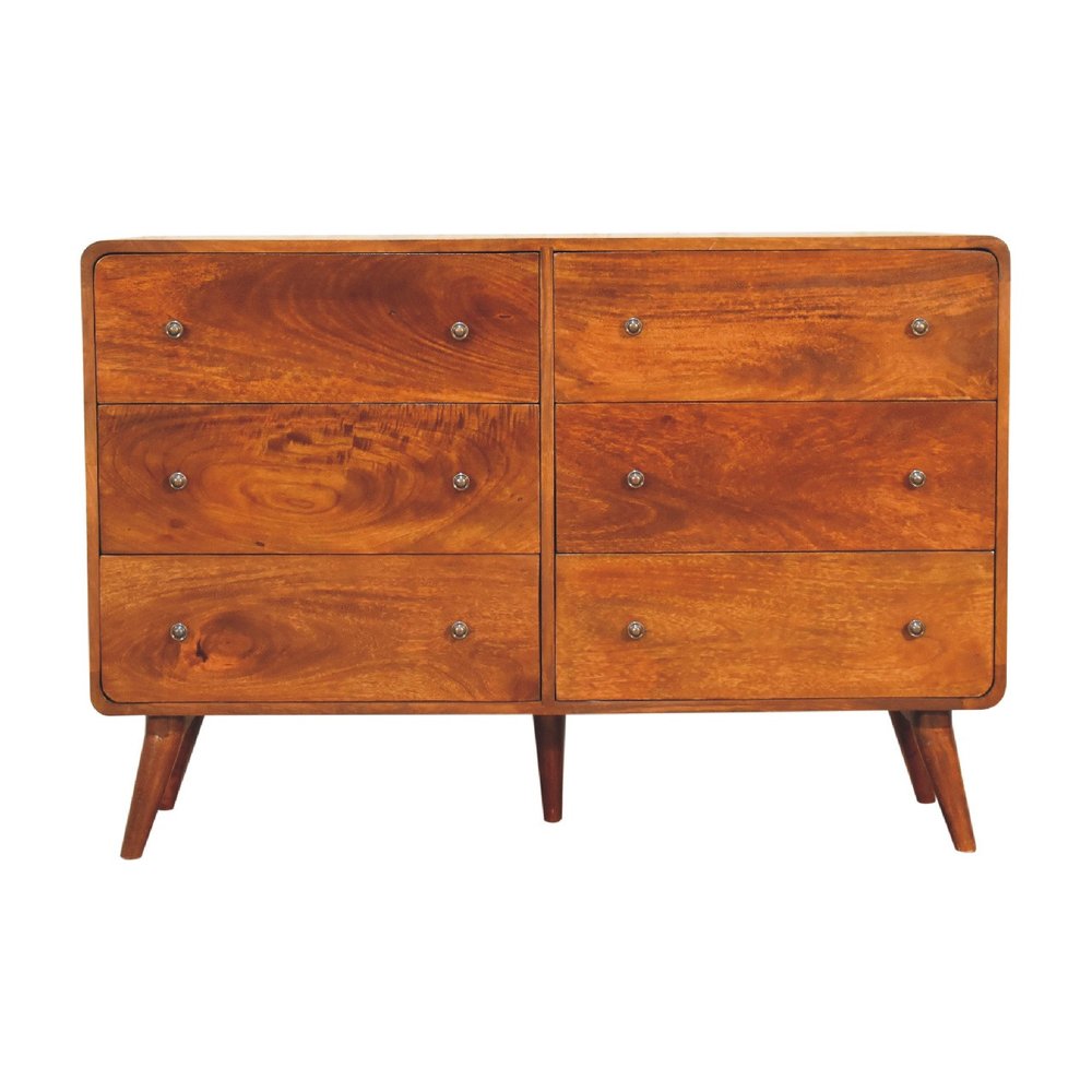 Brown Solid Wood Six Drawer Sideboard - 47-inch