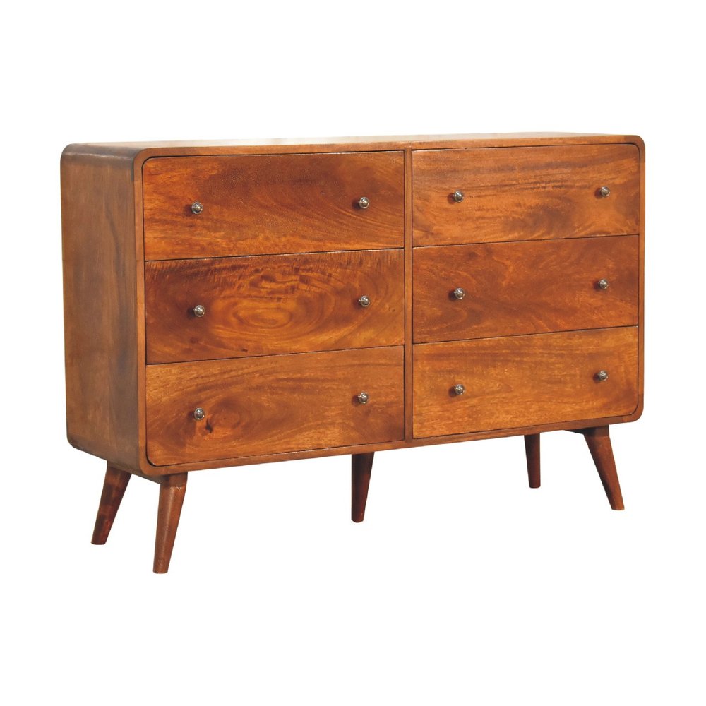 Brown Solid Wood Six Drawer Sideboard - 47-inch