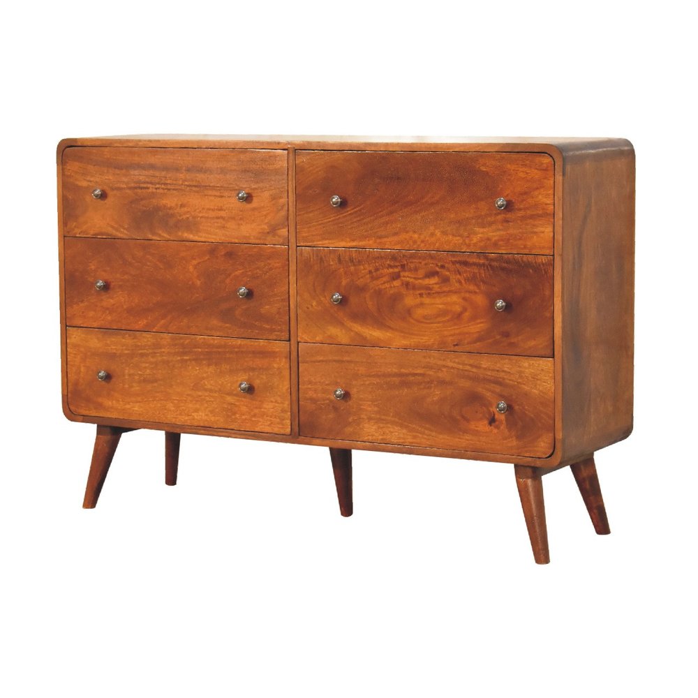 Brown Solid Wood Six Drawer Sideboard - 47-inch