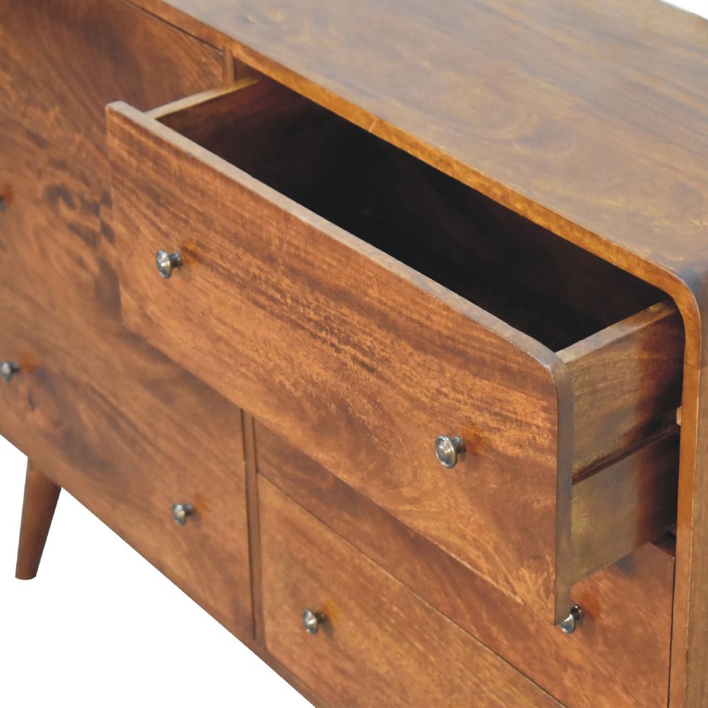 Brown Solid Wood Six Drawer Sideboard - 47-inch