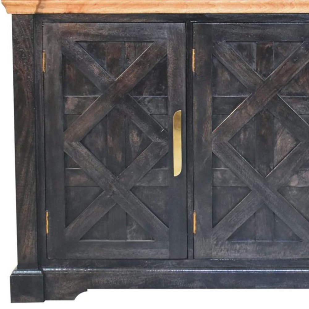 Brown Solid Wood Two Drawer Sideboard - 59-inch