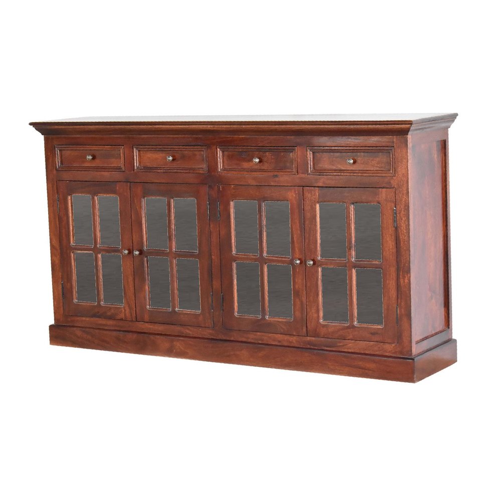 Brown Solid Wood Six Drawer Sideboard - 65-inch