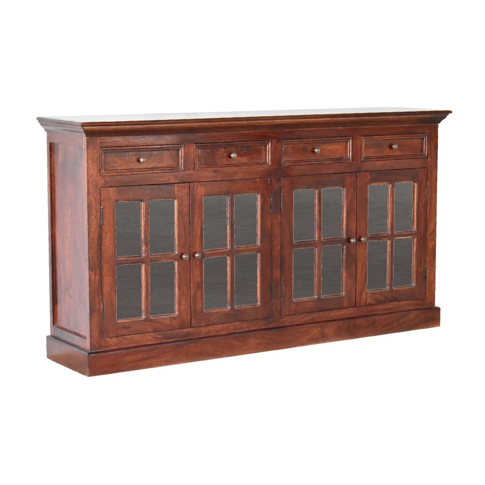 Brown Solid Wood Six Drawer Sideboard - 65-inch