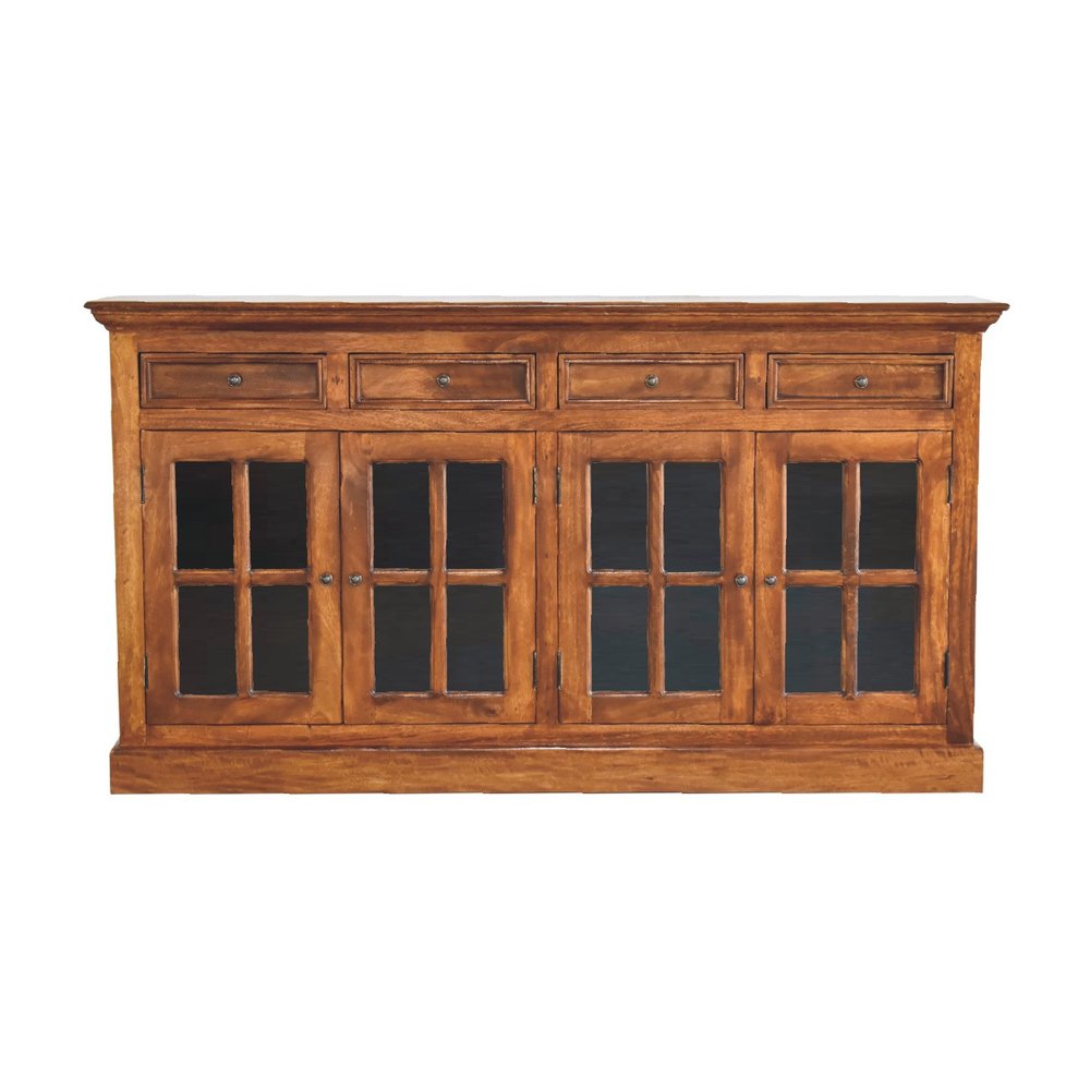 Brown Solid Wood Four Drawer Sideboard - 65-inch