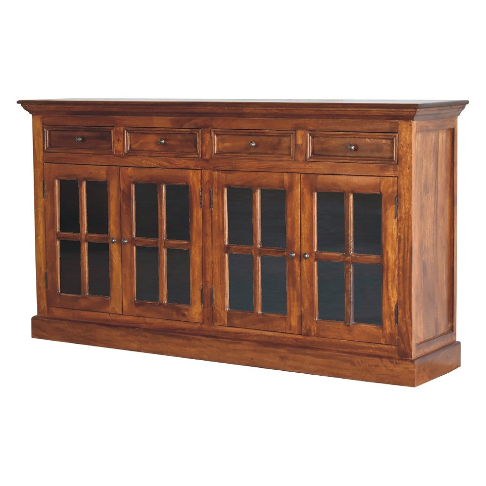 Brown Solid Wood Four Drawer Sideboard - 65-inch