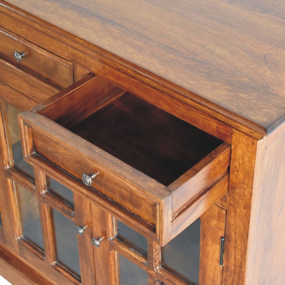 Brown Solid Wood Four Drawer Sideboard - 65-inch