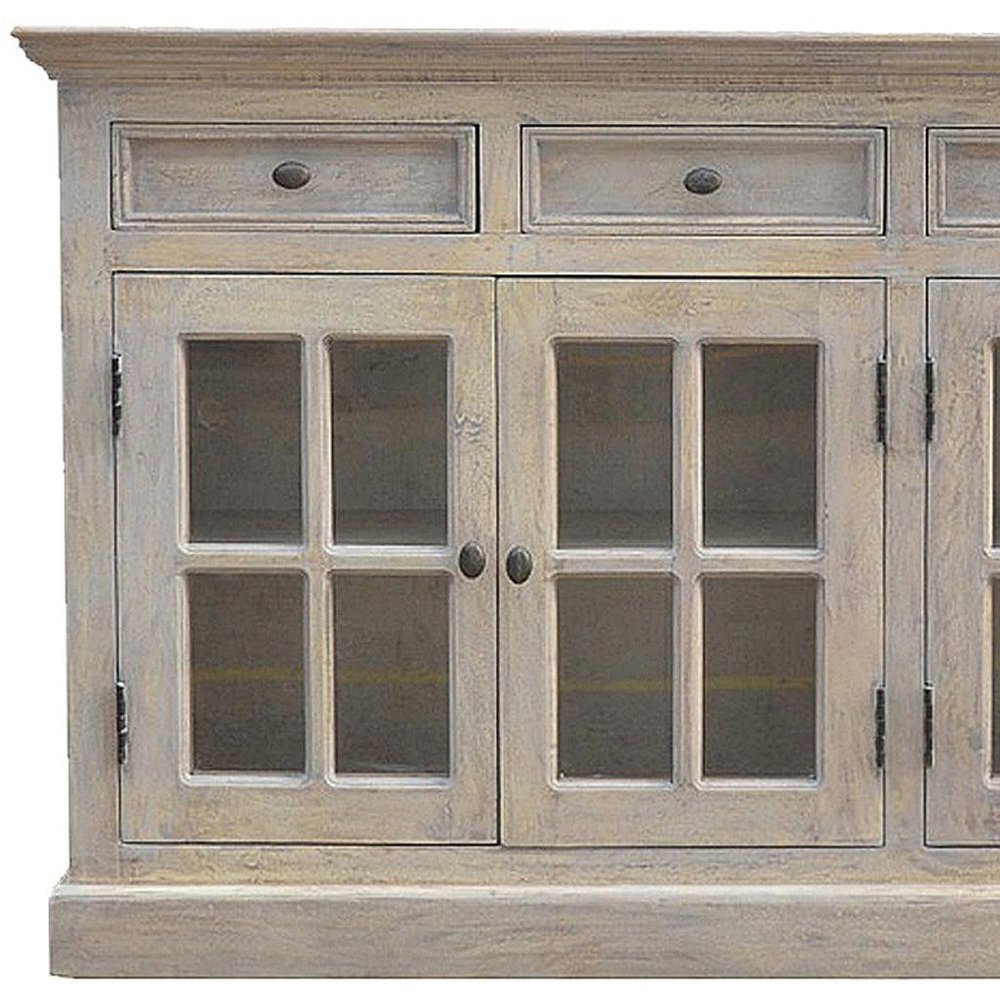 Brown Solid Wood Four Drawer Sideboard - 65-inch