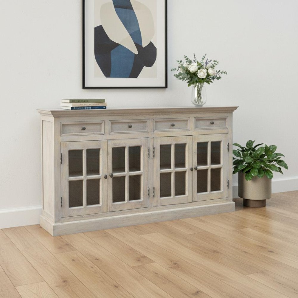 Brown Solid Wood Four Drawer Sideboard - 65-inch