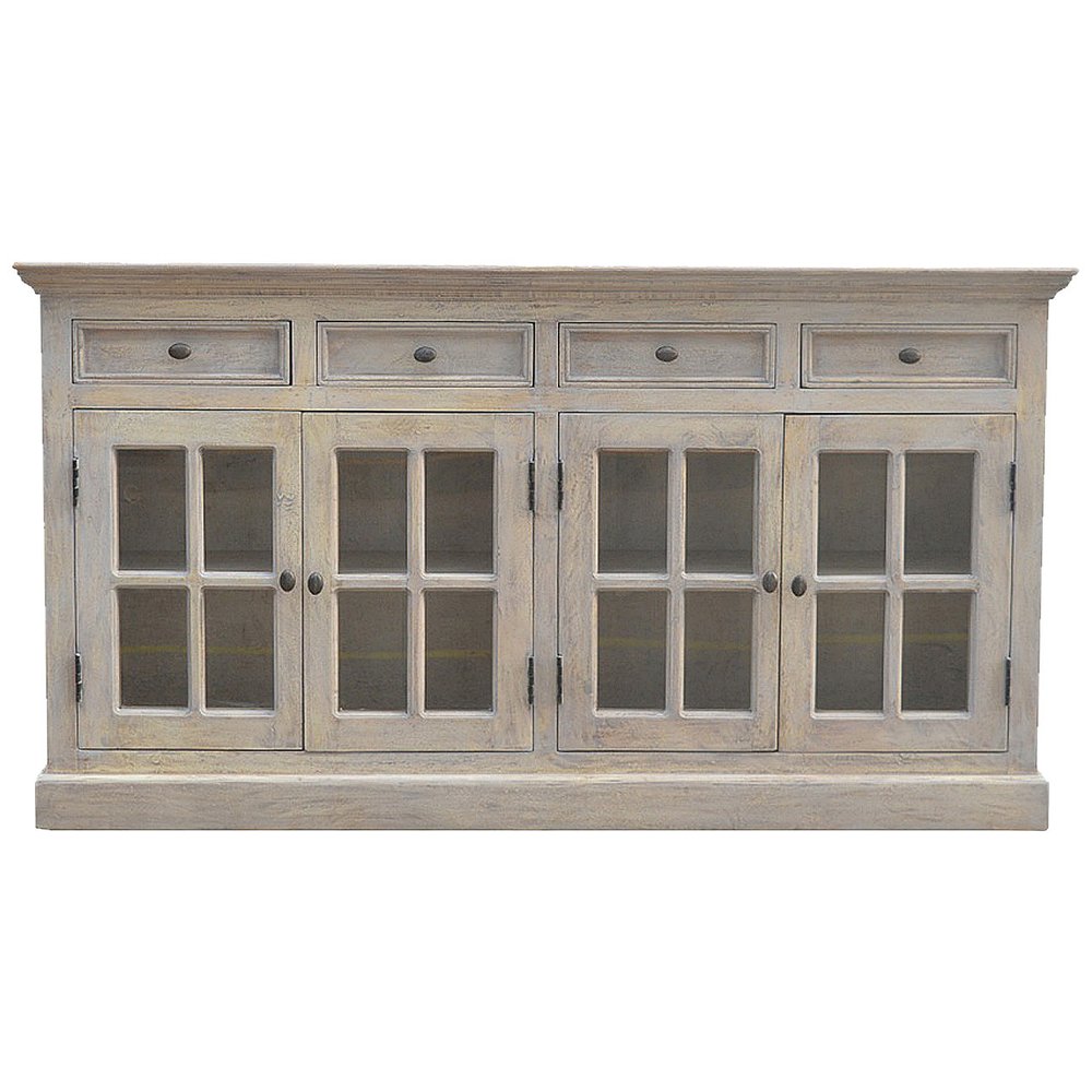 Brown Solid Wood Four Drawer Sideboard - 65-inch