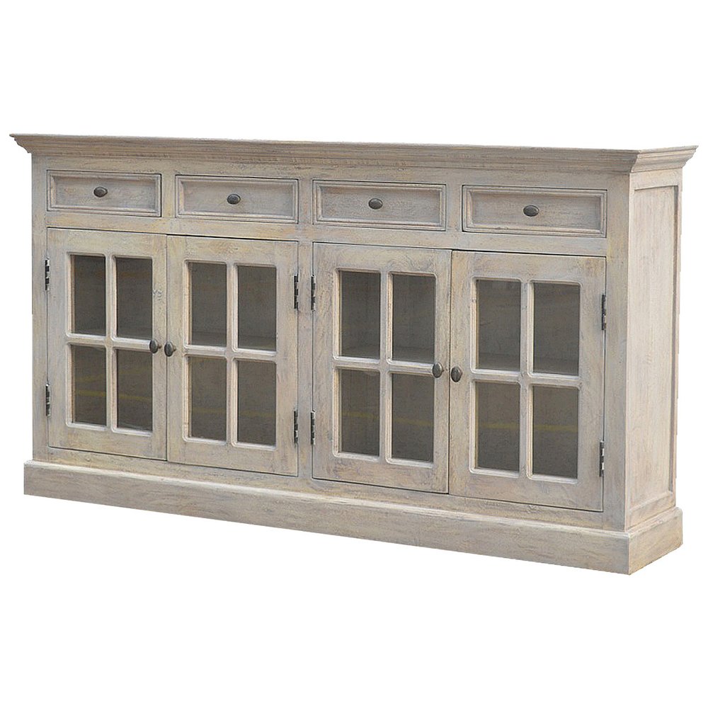 Brown Solid Wood Four Drawer Sideboard - 65-inch