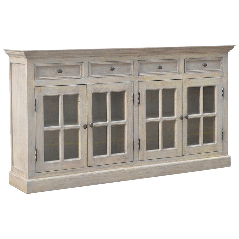 Brown Solid Wood Four Drawer Sideboard - 65-inch