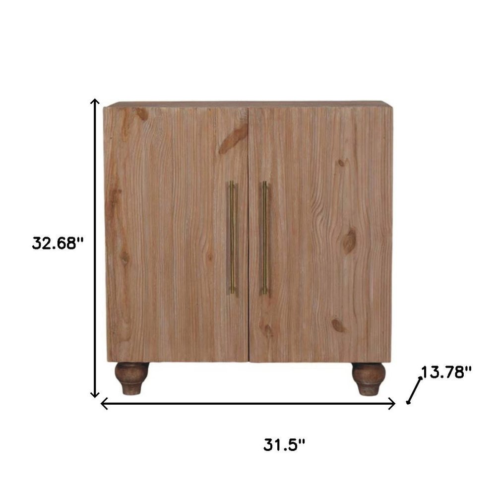 Brown Solid Wood Two Drawer Sideboard - 32-inch