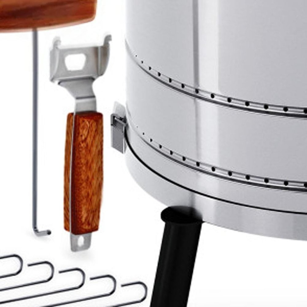 Silver Stainless Steel Portable Barrel Smoker Grill Combo - 29 X 18-inch