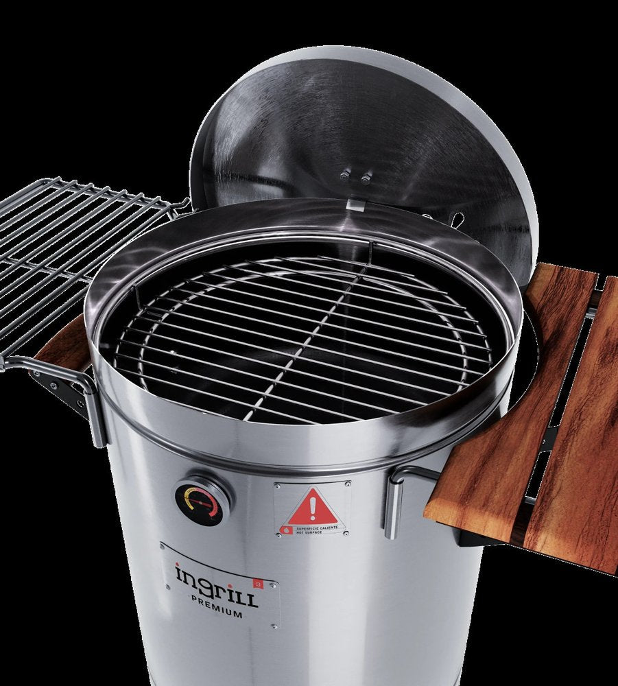 Silver Stainless Steel Portable Barrel Smoker Grill Combo - 29 X 18-inch