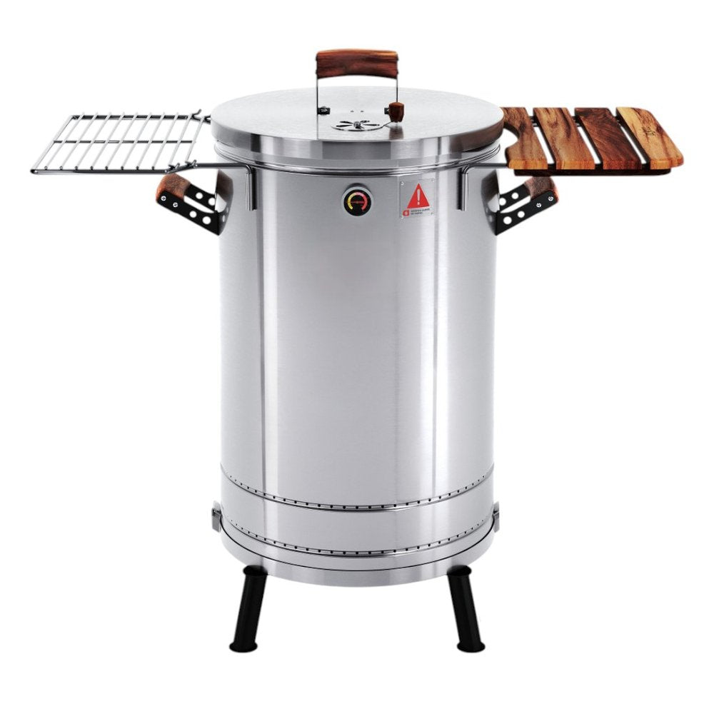 Silver Stainless Steel Portable Barrel Smoker Grill Combo - 29 X 18-inch