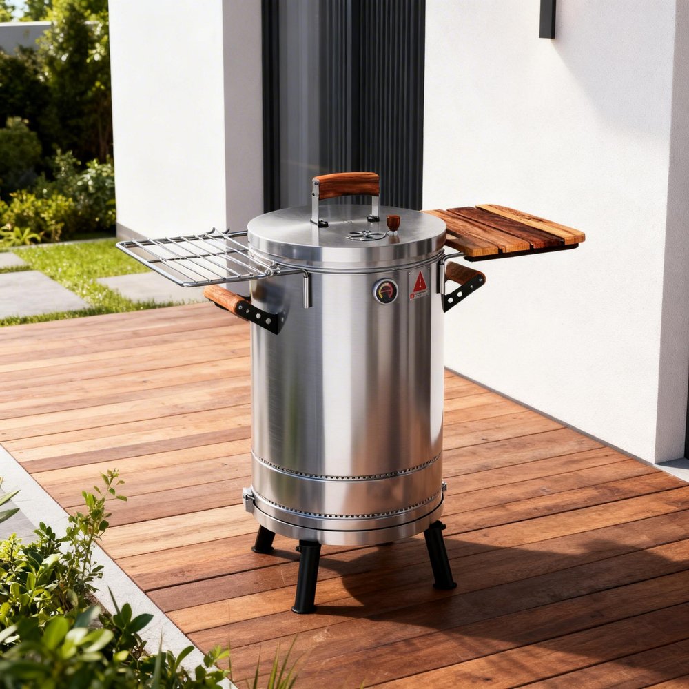 Silver Stainless Steel Portable Smoker Barrel - 23 X 14-inch