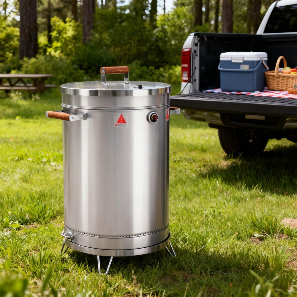 Silver Stainless Steel Portable Smoker Barrel - 31 X 18-inch