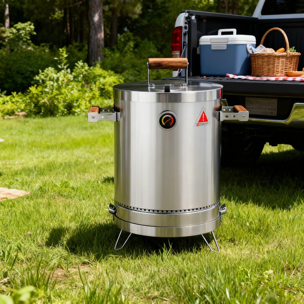 Silver Stainless Steel Portable Smoker Barrel - 17 X 10-inch