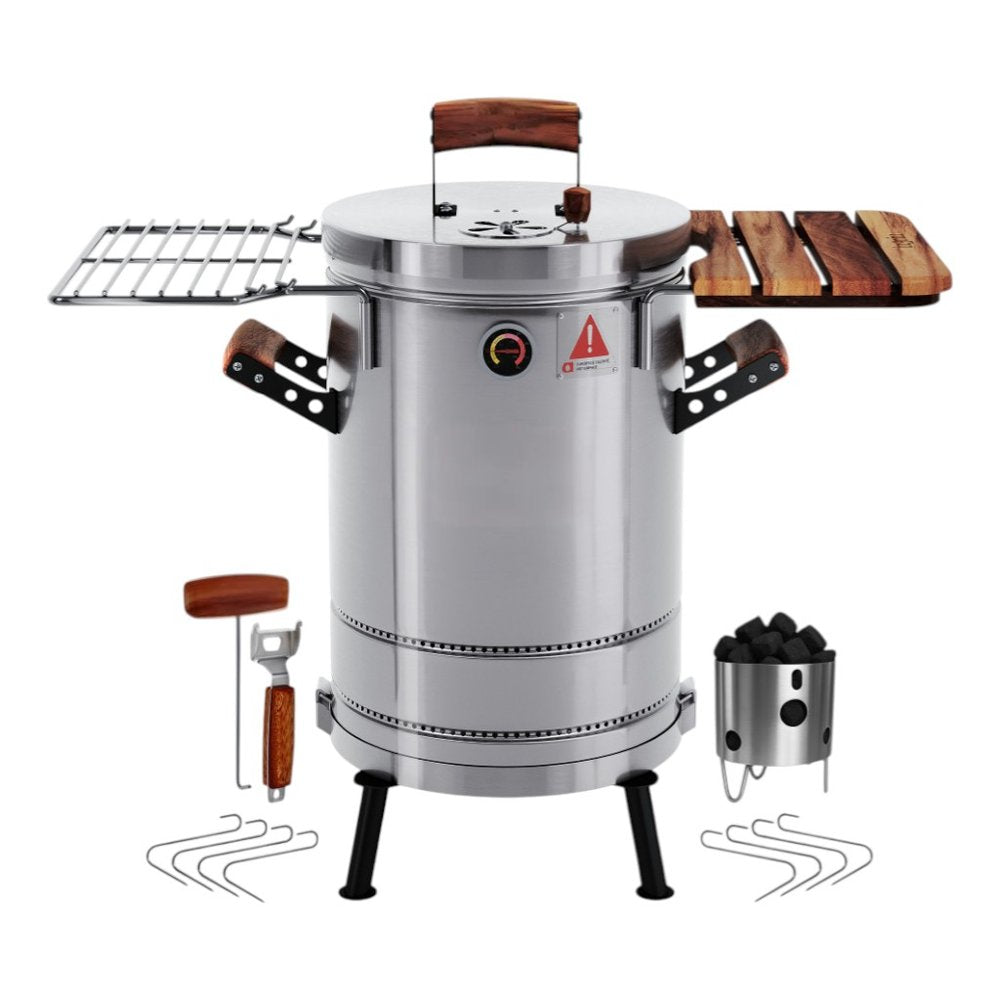 Silver Stainless Steel Portable Smoker Barrel - 19 X 12-inch