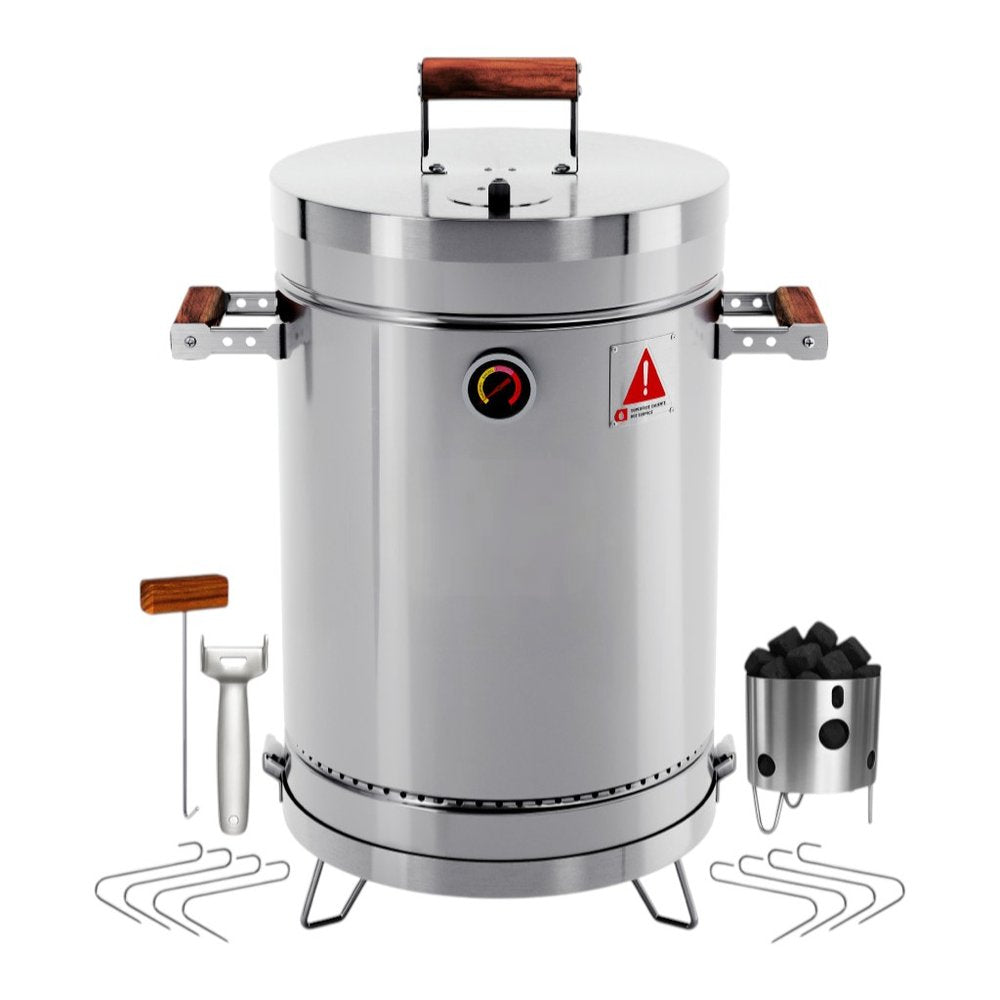 Silver Stainless Steel Portable Smoker Barrel - 18 X 12-inch