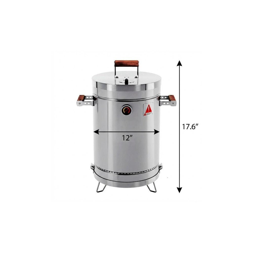 Silver Stainless Steel Portable Smoker Barrel - 18 X 12-inch