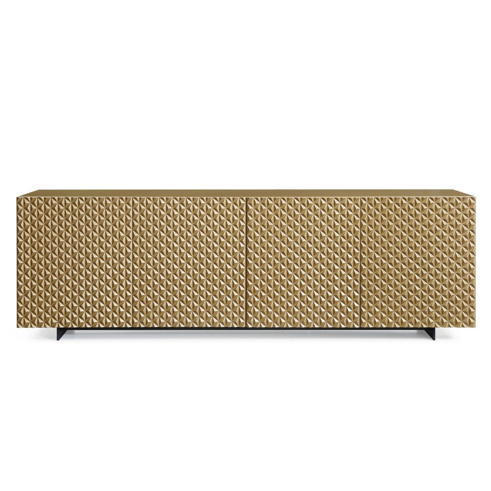 Gold Wood Carved Geometric Sideboard with Four Doors - 94-inch