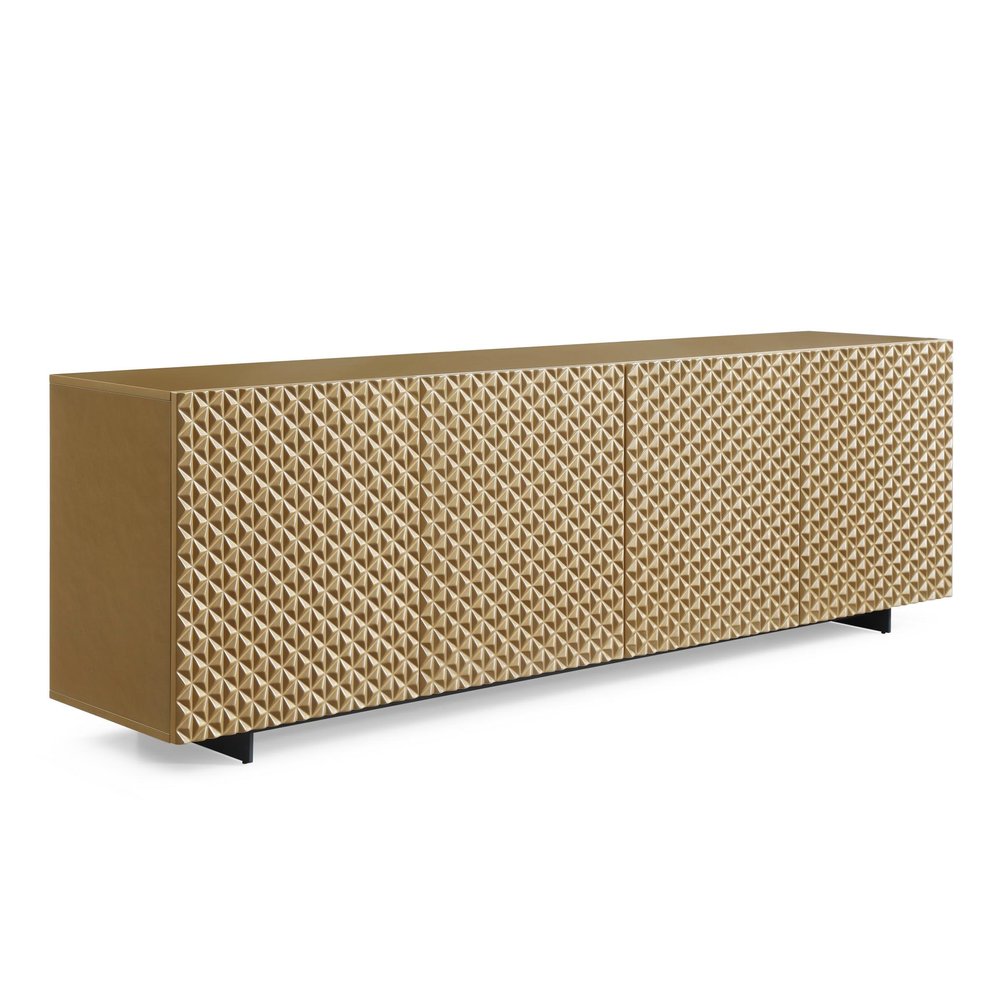 Gold Wood Carved Geometric Sideboard with Four Doors - 94-inch