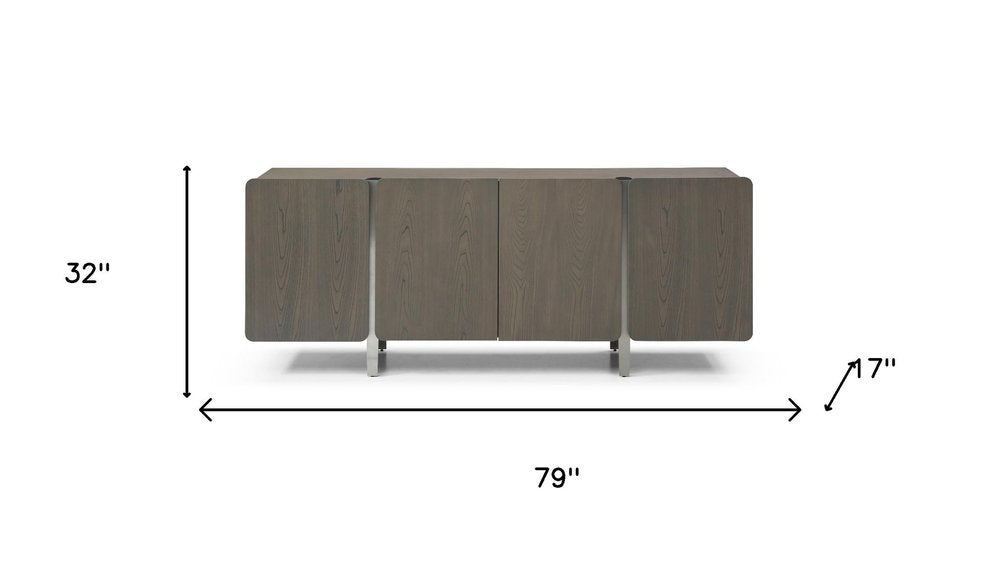Light Gray Wood Sideboard with Four Doors - 79-inch
