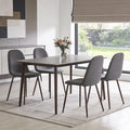 Set of Four Gray and Brown Fabric and Steel Dining Side Chairs