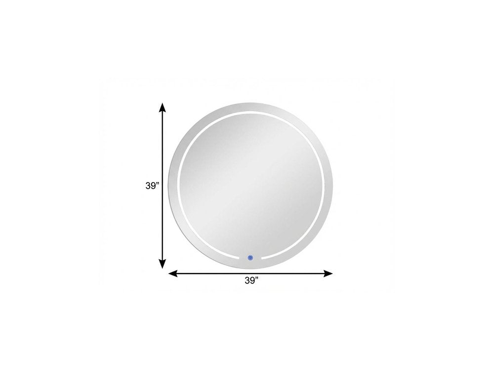 Clear Round Lighted Frameless Bathroom Vanity Mirror - 39-inch
