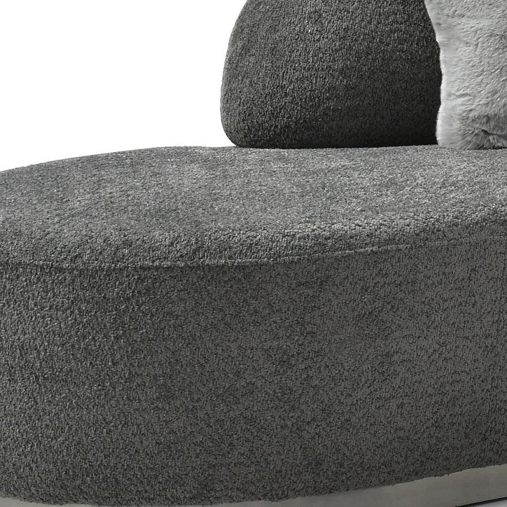 Dark Gray Boucle Curved Sofa with Toss Pillows - 150-inch