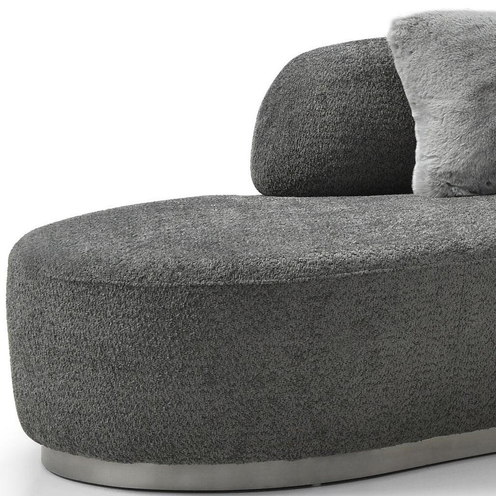 Dark Gray Boucle Curved Sofa with Toss Pillows - 150-inch