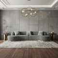 Dark Gray Boucle Curved Sofa with Toss Pillows - 150-inch
