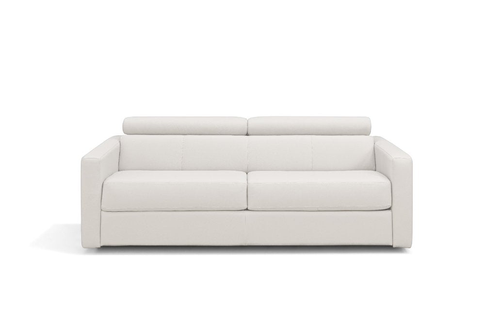White Leather Sleeper Sofa - 81-inch