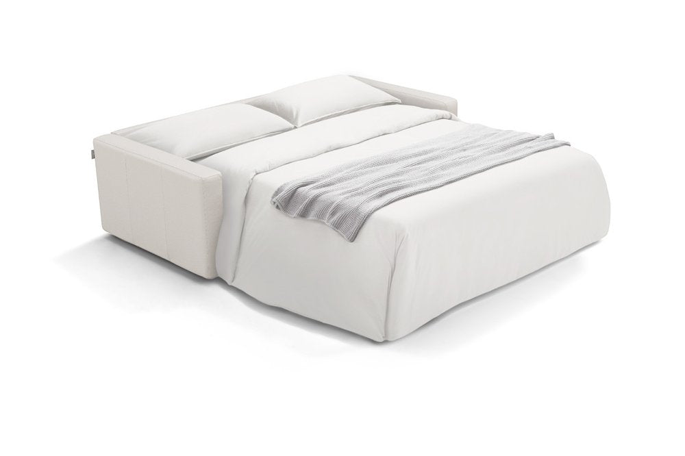 White Leather Sleeper Sofa - 81-inch