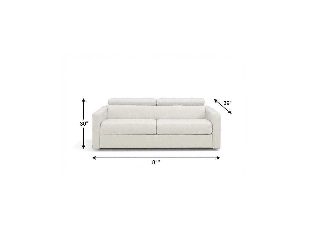 White Leather Sleeper Sofa - 81-inch
