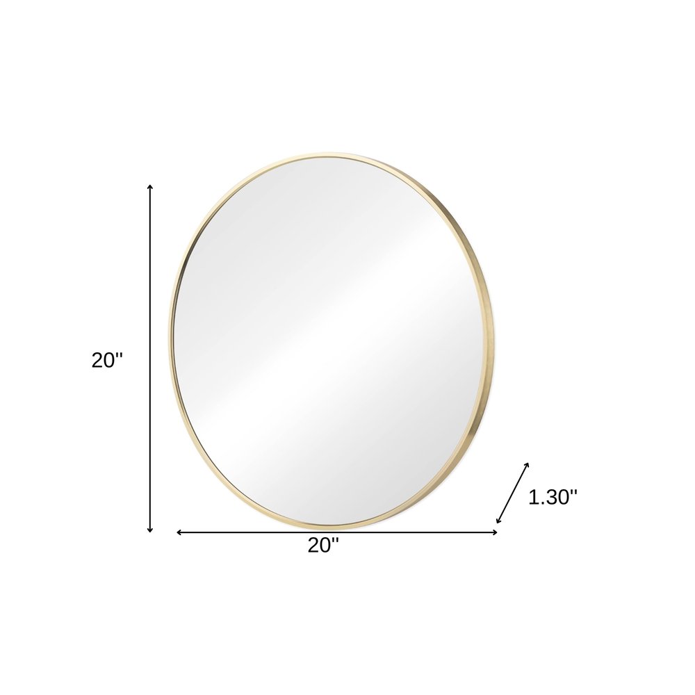 Gold Metal Round Framed Bathroom Vanity Mirror - 20-inch