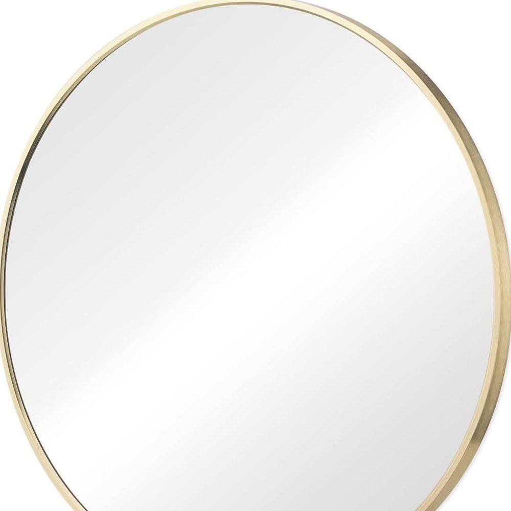 Gold Metal Round Framed Bathroom Vanity Mirror - 20-inch
