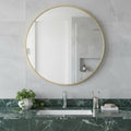 Gold Metal Round Framed Bathroom Vanity Mirror - 20-inch