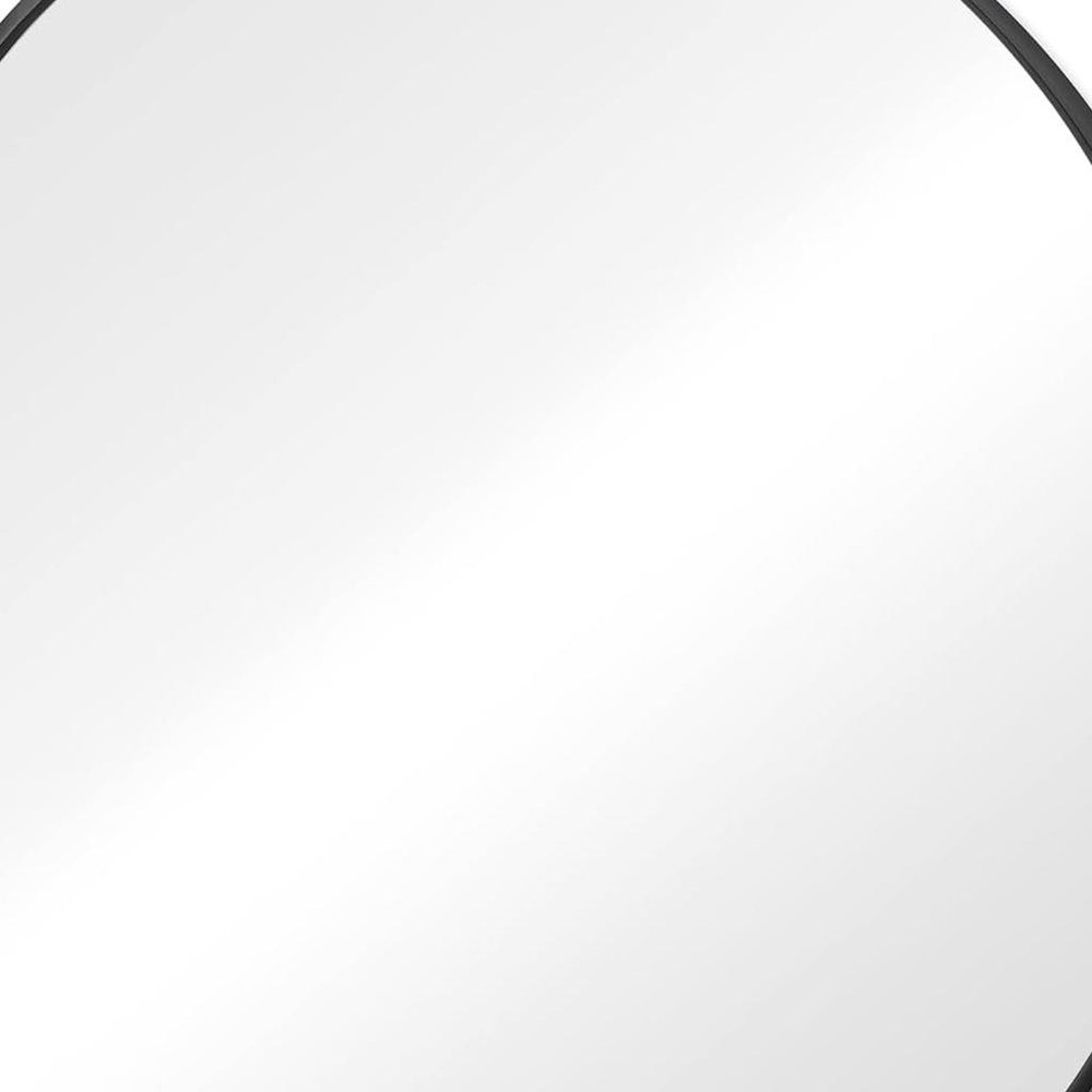 Black Metal Round Framed Bathroom Vanity Mirror - 30-inch