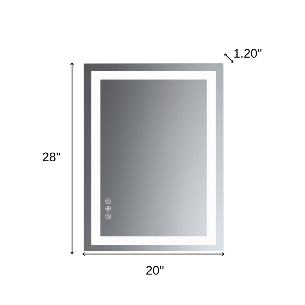 Lighted Frameless Bathroom Vanity Mirror - 28-inch
