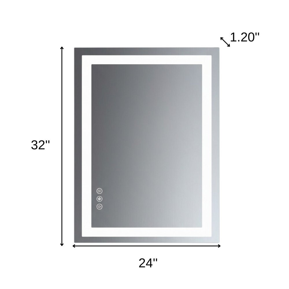 Lighted Frameless Bathroom Vanity Mirror - 32-inch