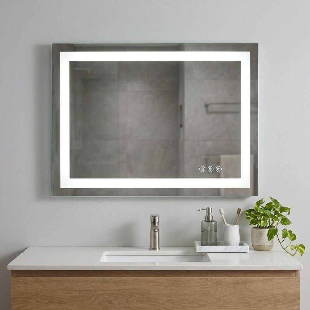 Lighted Frameless Bathroom Vanity Mirror - 36-inch
