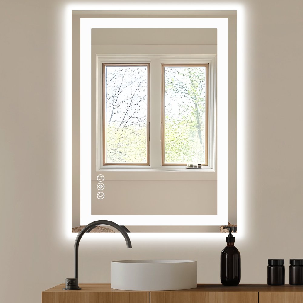 Lighted Frameless Bathroom Vanity Mirror - 36-inch