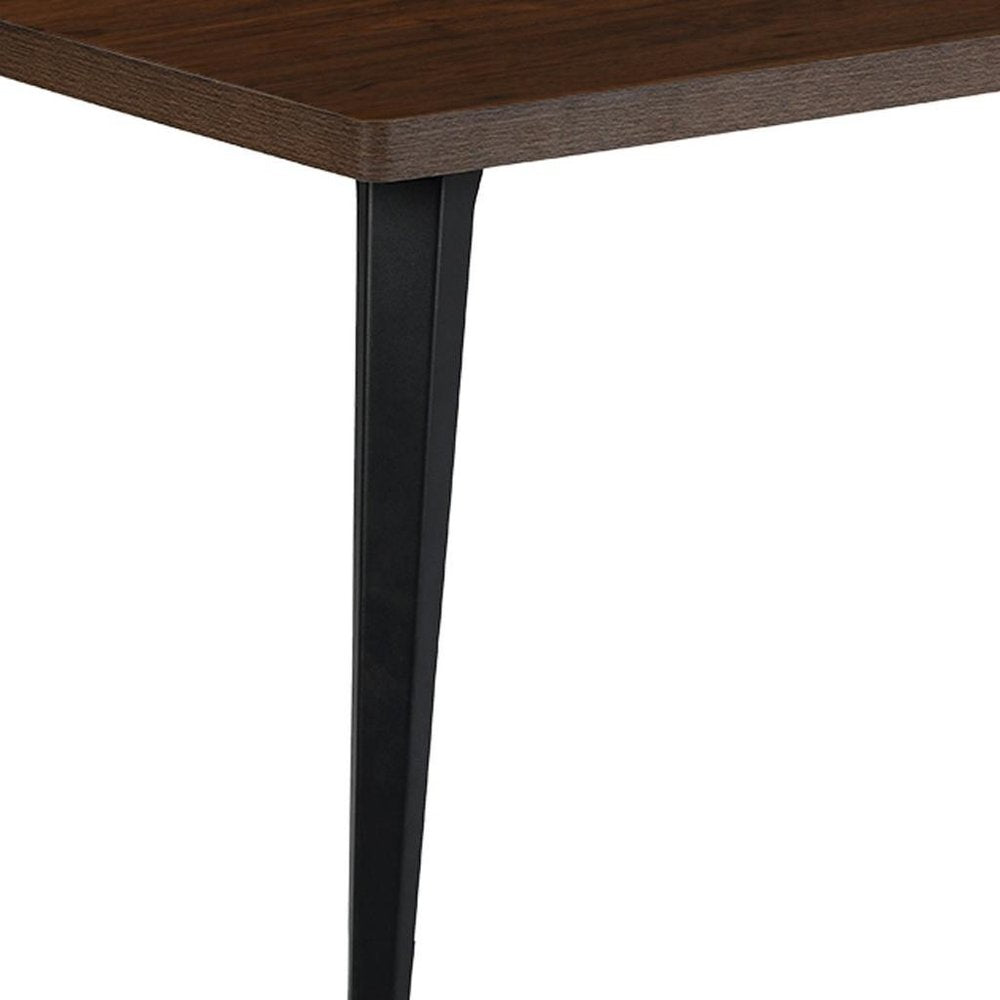 Dark Brown and Black Wood and Iron Dining Table - 63-inch
