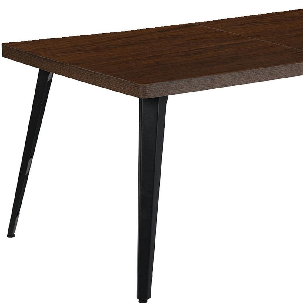 Dark Brown and Black Wood and Iron Dining Table - 63-inch